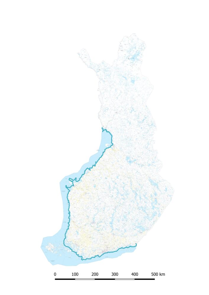 Suunniteltu reitti Virojoelta Tornioon.