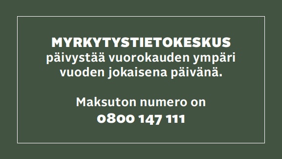 Myrkytystietokesku puhh. 0800 147 111