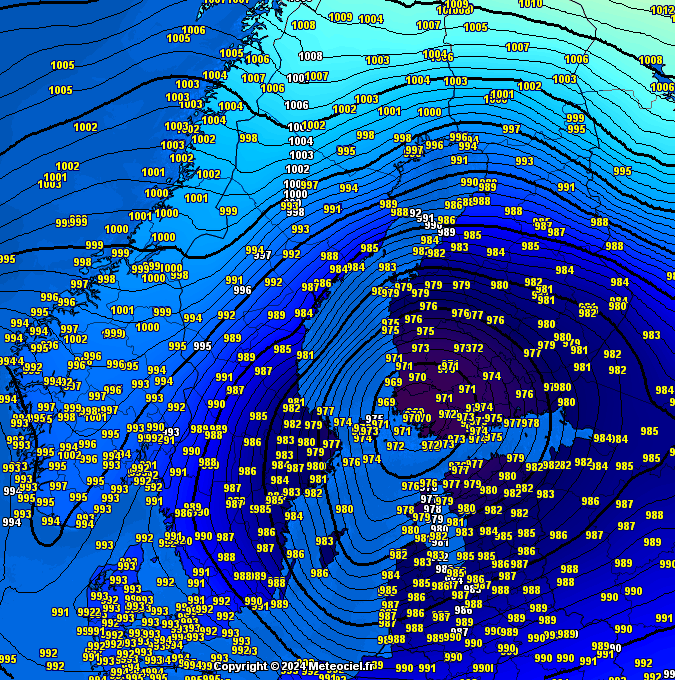 Ilmanpaineen kartta Pohjois-Euroopasta 21.11.2024. 